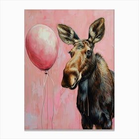 Cute Moose 2 With Balloon Canvas Print