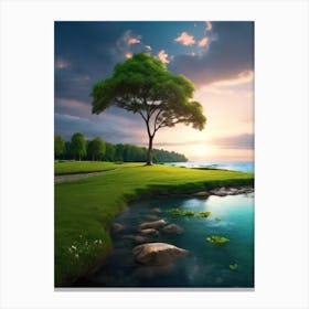 Tree In The Grass Canvas Print