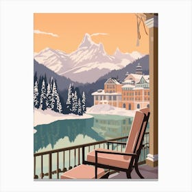 Vintage Winter Travel Illustration St Moritz Switzerland 4 Canvas Print