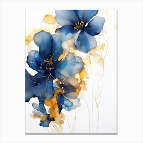 Blue Flowers Watercolor Painting Canvas Print