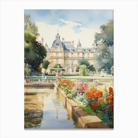 Luxembourg Gardens France Watercolour Painting 1  Canvas Print