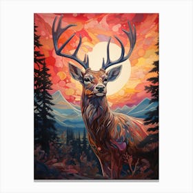 Deer At Sunset Canvas Print