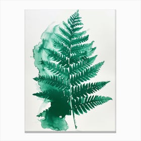 Green Ink Painting Of A Cinnamon Fern 4 Canvas Print