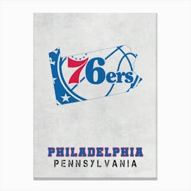 Philadelphia 76ers Philadelphia Pennsylvania State Map Canvas Print