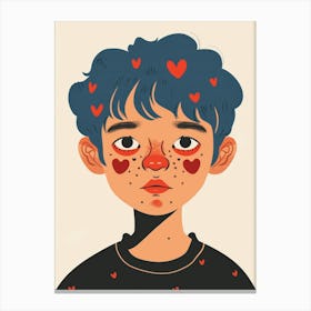 Boy With Hearts On His Face 1 Canvas Print