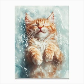 Happy Orange Cat Floating on Water 14 Canvas Print