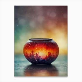 Vase With A Sunset Canvas Print