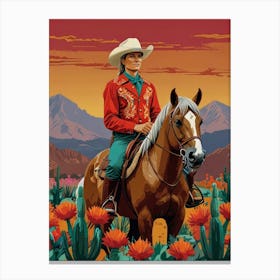 Cowboy On Horseback Canvas Print