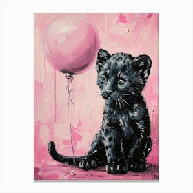Cute Black Panther 1 With Balloon Canvas Print