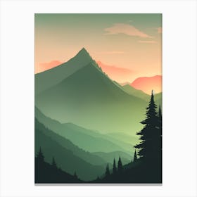 Misty Mountains Vertical Composition In Green Tone 27 Canvas Print