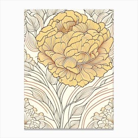 Single Stem Of Peony Orange 3 Drawing Canvas Print