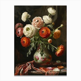 Baroque Floral Still Life Ranunculus 2 Canvas Print