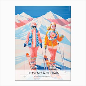 Heavenly Mountain   California Nevada Usa, Ski Resort Poster Illustration 3 Canvas Print