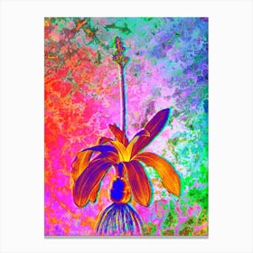Scilla Lilio Hyacinthus Botanical in Acid Neon Pink Green and Blue n.0149 Canvas Print