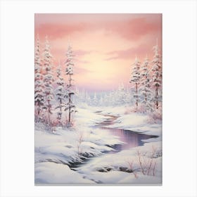 Dreamy Winter Painting Lapland Finland 1 Canvas Print
