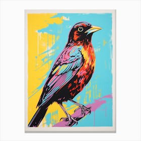 Andy Warhol Style Bird Blackbird 3 Canvas Print