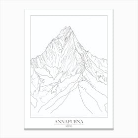 Annapurna Nepal Line Drawing 8 Poster Canvas Print