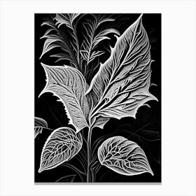 Salvia Leaf Linocut 2 Canvas Print