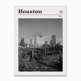 Houston Texas Black And White Canvas Print