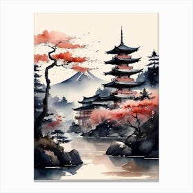 Japanese Landscape Watercolor Painting (46) Canvas Print