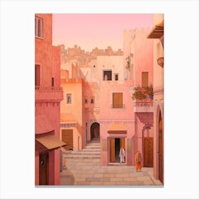 Agadir Morocco 3 Vintage Pink Travel Illustration Canvas Print