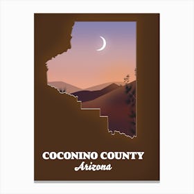 Coconino County Arizona Travel map Canvas Print