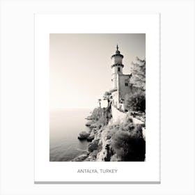 Poster Of Antalya, Turkey, Photography In Black And White 1 Canvas Print