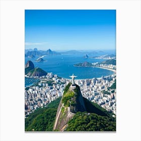 Aerial View Of Rio De Janeiro Capturing Cristo Redentor Christ The Redeemer Statue On Corcovado Mo (2) Canvas Print