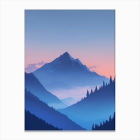 Misty Mountains Vertical Composition In Blue Tone 190 Canvas Print