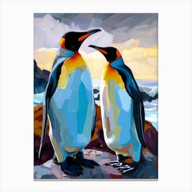 King Penguin Paradise Harbor Colour Block Painting 4 Canvas Print