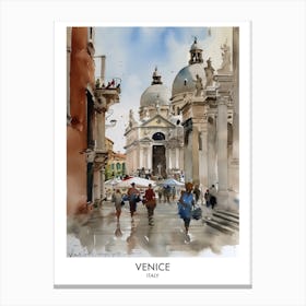 Venice Italy Watercolour Travel Poster 2 Canvas Print