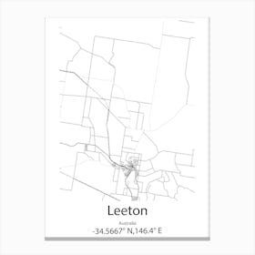 Leeton,Australia Minimalist Map Canvas Print