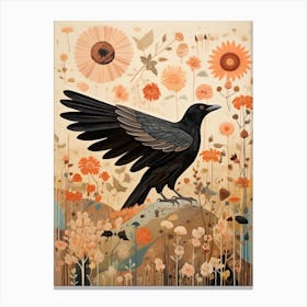 Crow 2 Detailed Bird Painting Canvas Print