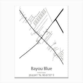 Bayou Blue,United States Minimalist Map 1 Canvas Print