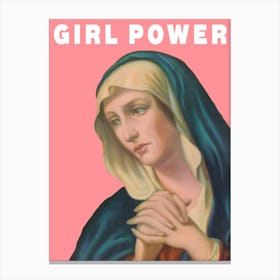 Virgin Mary Girl Power in Pink Canvas Print