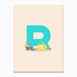 Letter R Rabbit Canvas Print