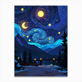 Night Sky With Starry Sky 1 Canvas Print