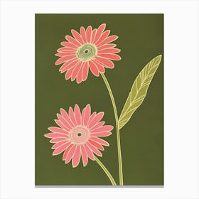 Pink & Green Gerbera Daisy 3 Canvas Print