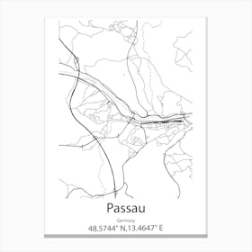 Passau,Germany Minimalist Map Canvas Print