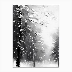 Snowfall, Snowflakes, Black & White 1 Canvas Print