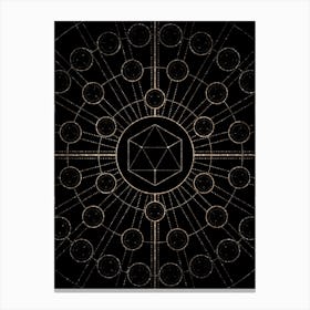 Geometric Glyph Radial Array in Glitter Gold on Black n.0463 Canvas Print