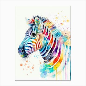 Zebra Wter Color Canvas Print