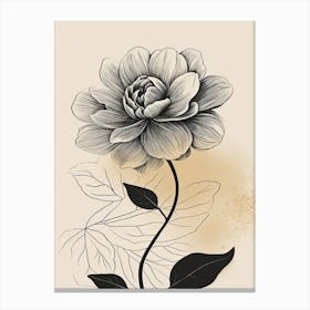 Dahlia Line Art Flowers Illustration Neutral 6 Canvas Print