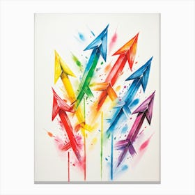 Arrows Composed Of Chalk And Crayon Strokes Floating Whimsically Against A Stark White Background (6) Canvas Print