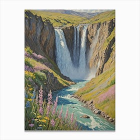 Waterfall In Spring Canvas Print