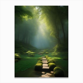 Mossy Path In The Forest Canvas Print