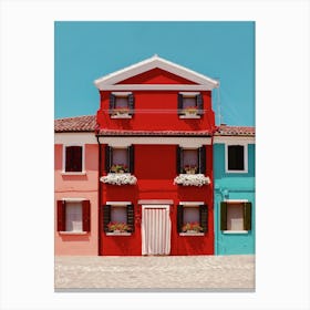 Red Geometric House, Italy Canvas Print