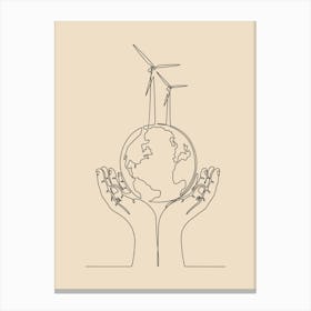Earth In Hands Vector Illustration Canvas Print