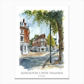 Kingston Upon Thames London Borough   Street Watercolour 4 Poster Canvas Print