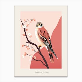 Minimalist American Kestrel 2 Bird Poster Canvas Print